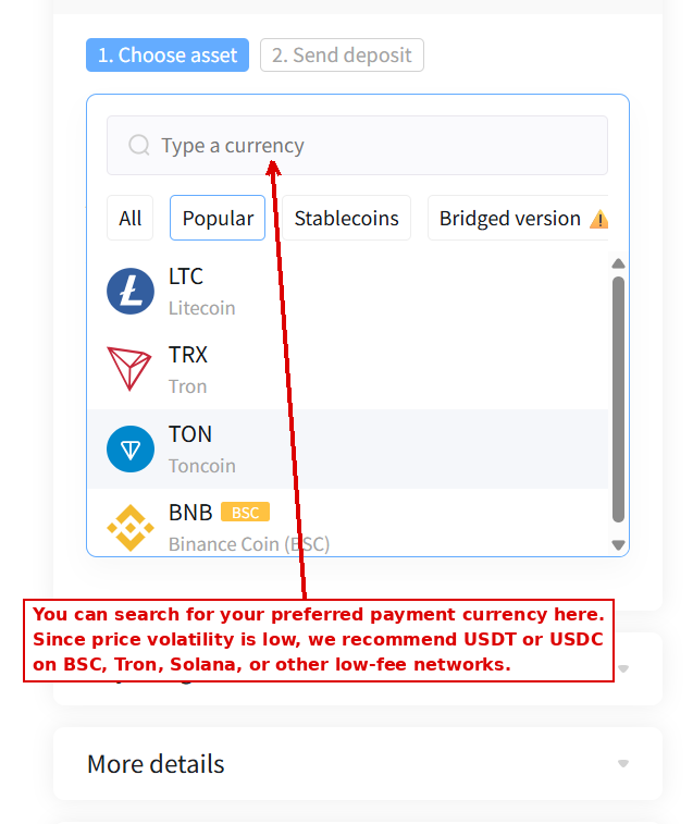 Payment step 2